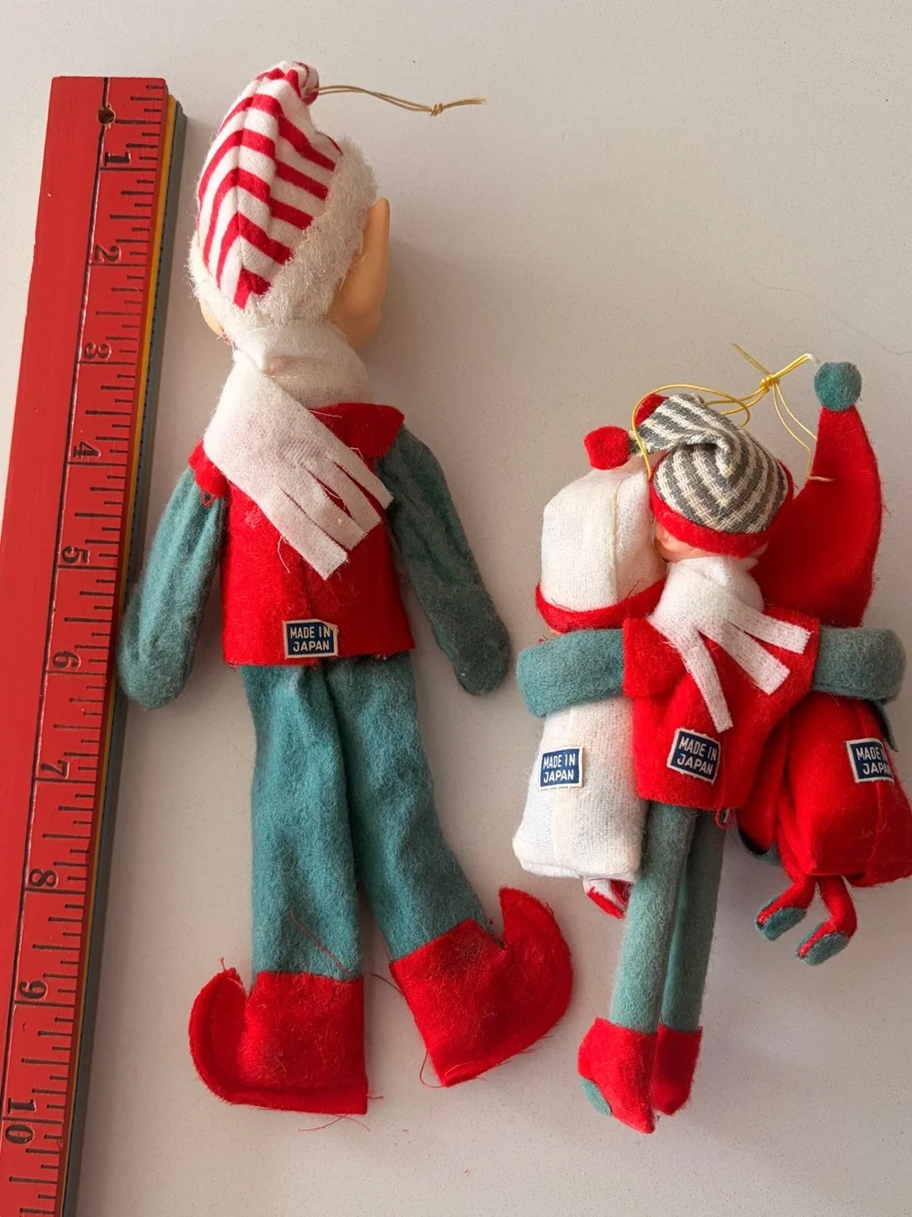 Vintage 1950s pixie elf ornaments